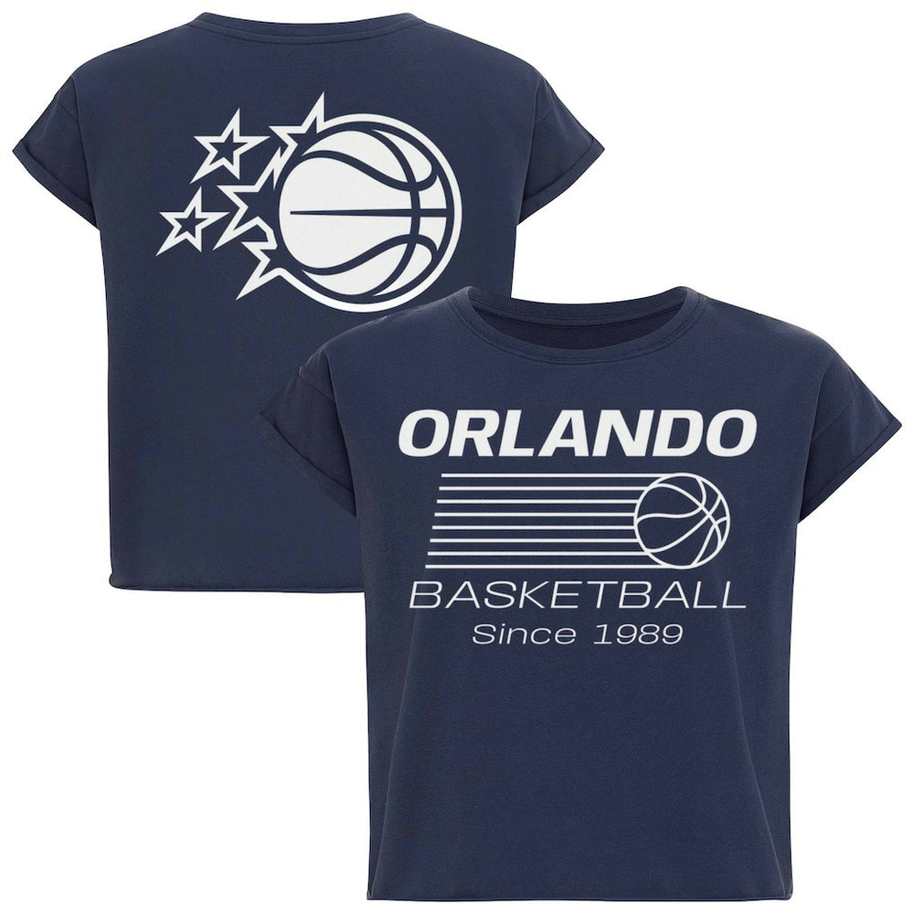 Orlando Magic Sportiqe Women's Athletic Club Collection Alana Premium Cropped T-Shirt Navy - NBA