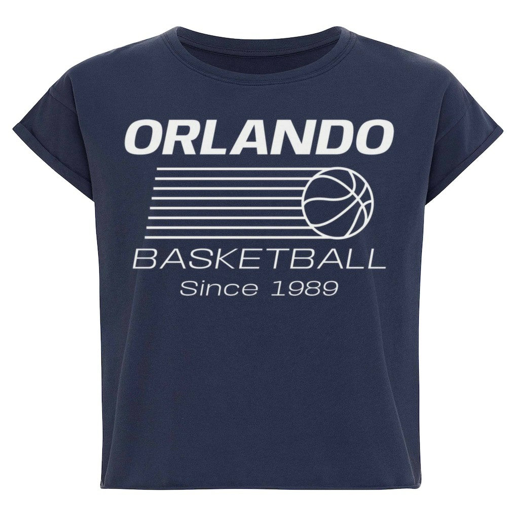 Orlando Magic Sportiqe Women's Athletic Club Collection Alana Premium Cropped T-Shirt Navy - NBA