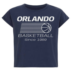 Orlando Magic Sportiqe Women's Athletic Club Collection Alana Premium Cropped T-Shirt Navy - NBA