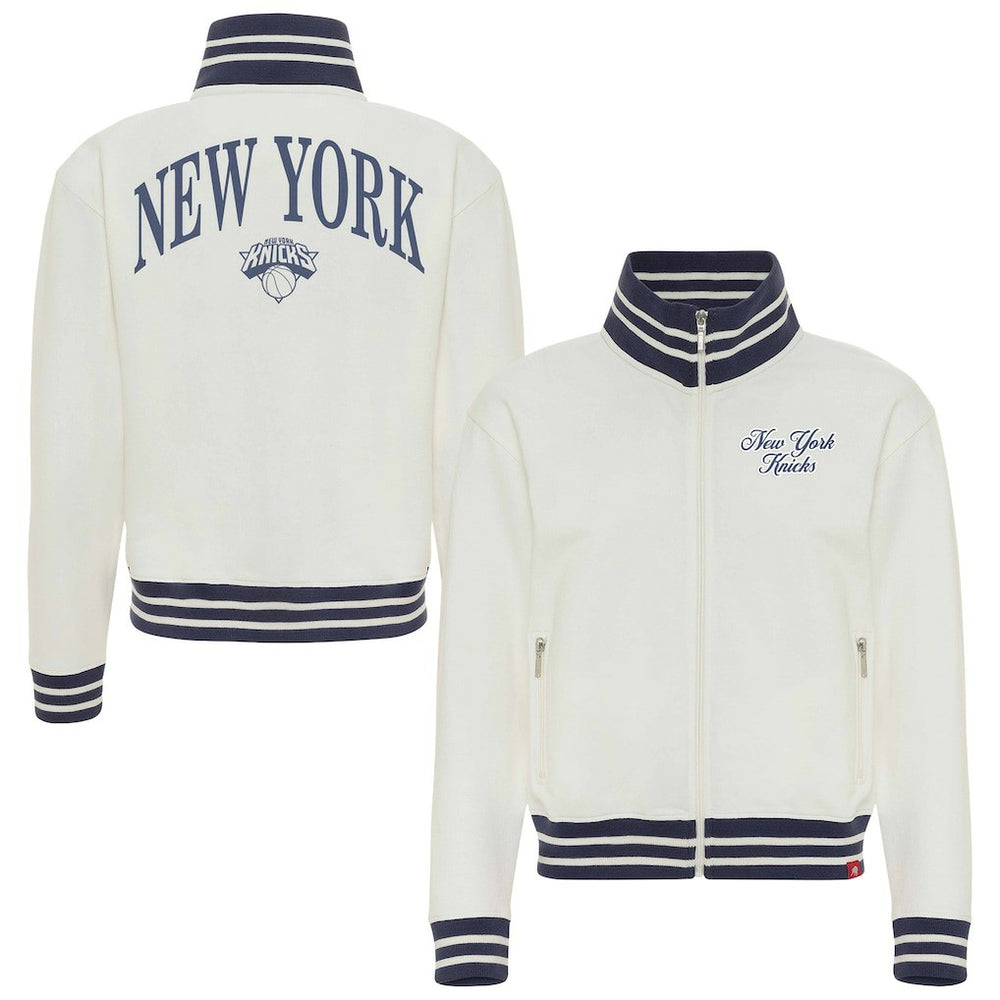 New York Knicks Sportiqe Women's Athletic Club Collection Sutton French Terry Full-Zip Jacket Cream - NBA