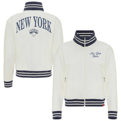 New York Knicks Sportiqe Women's Athletic Club Collection Sutton French Terry Full-Zip Jacket Cream - NBA