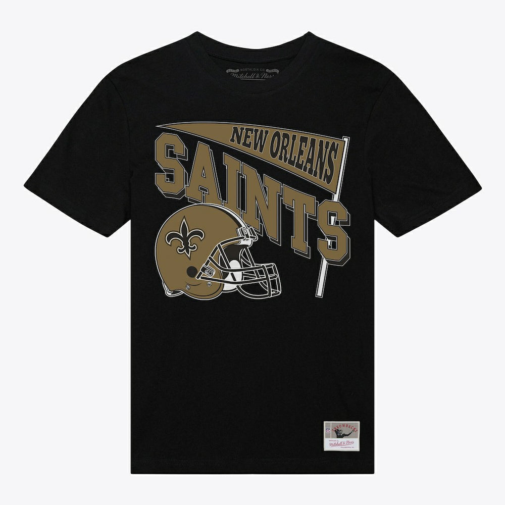 New Orleans Saints Women's Team Dynamic Boyfriend T-Shirt Black | Mitchell & Ness