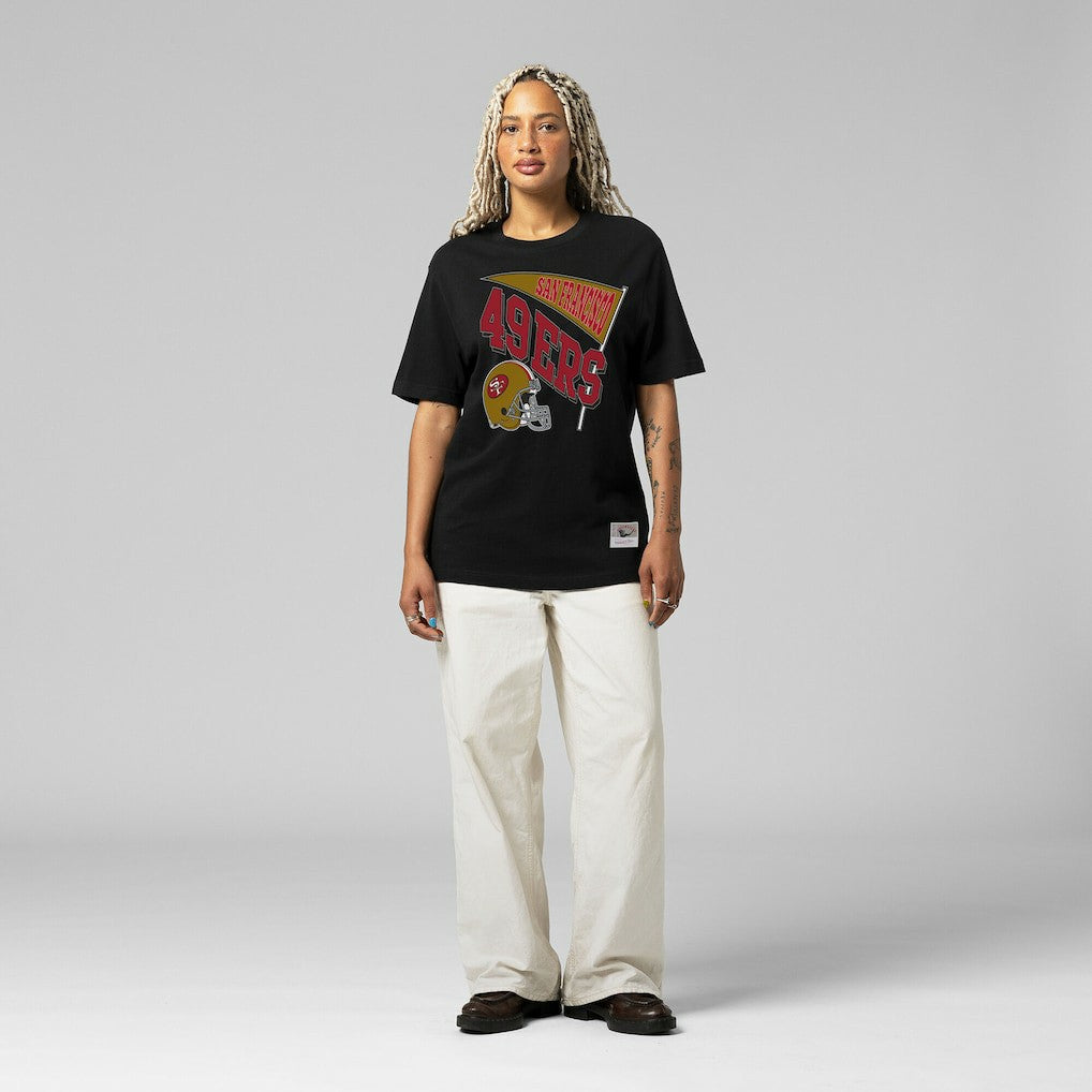 San Francisco 49ers Women's Team Dynamic Boyfriend T-Shirt Black | Mitchell & Ness