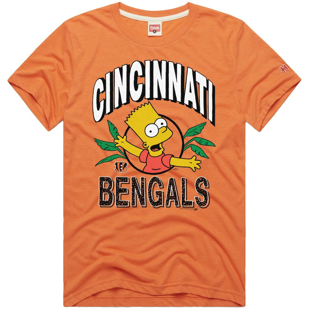 Cincinnati Bengals Homage x The Simpsons Unisex Tri-Blend T-Shirt Orange | NFL