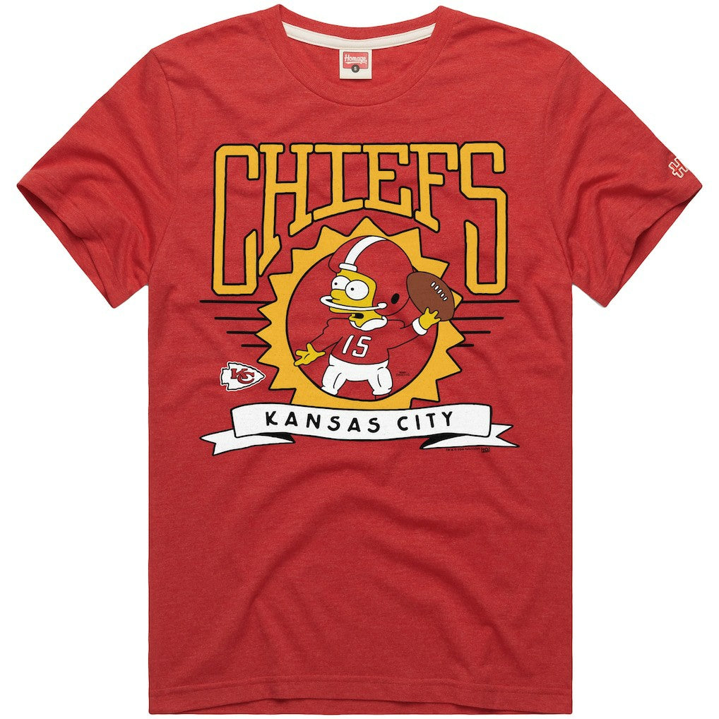 Kansas City Chiefs Homage x The Simpsons Unisex Tri-Blend T-Shirt Red | NFL