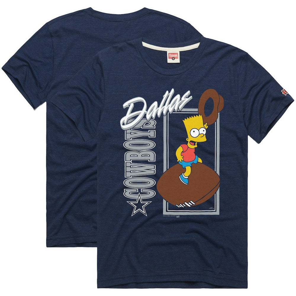 Dallas Cowboys Homage x The Simpsons Unisex Tri-Blend T-Shirt Navy | NFL