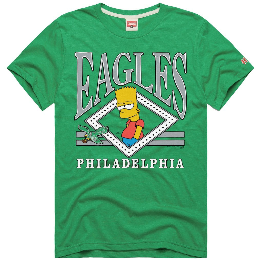 Philadelphia Eagles Homage x The Simpsons Unisex Tri-Blend T-Shirt Kelly Green | NFL