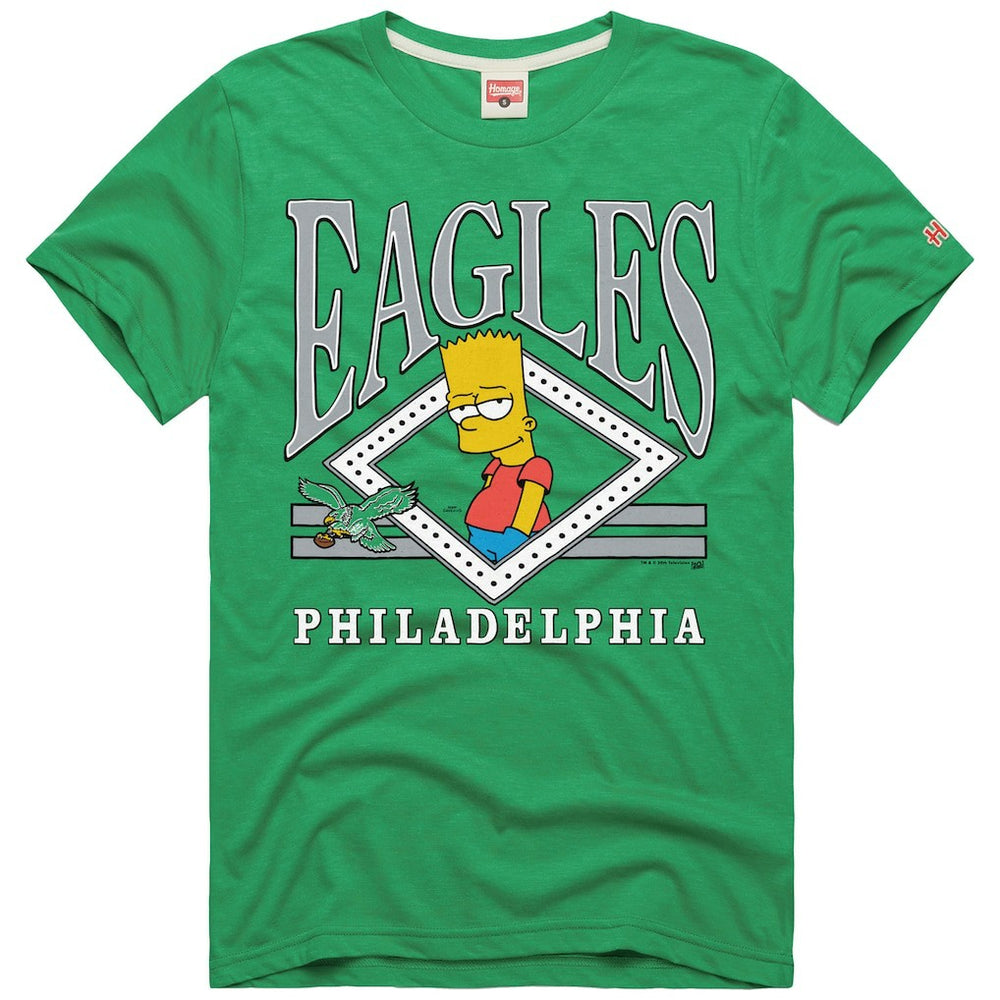 Philadelphia Eagles Homage x The Simpsons Unisex Tri-Blend T-Shirt Kelly Green | NFL