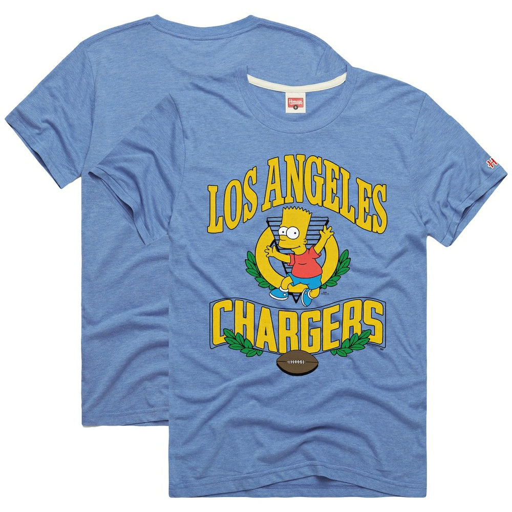 Los Angeles Chargers Homage x The Simpsons Unisex Tri-Blend T-Shirt Powder Blue | NFL