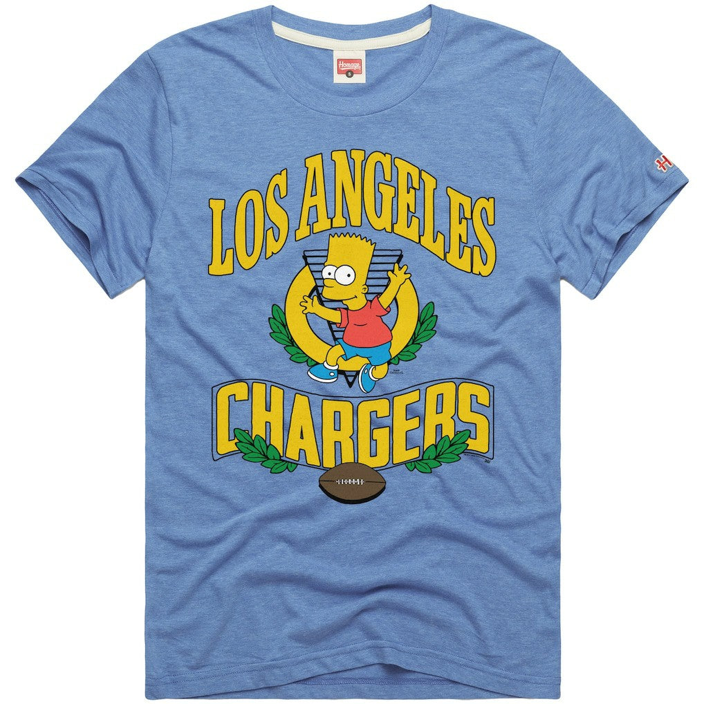 Los Angeles Chargers Homage x The Simpsons Unisex Tri-Blend T-Shirt Powder Blue | NFL