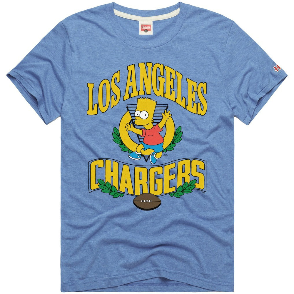 Los Angeles Chargers Homage x The Simpsons Unisex Tri-Blend T-Shirt Powder Blue | NFL