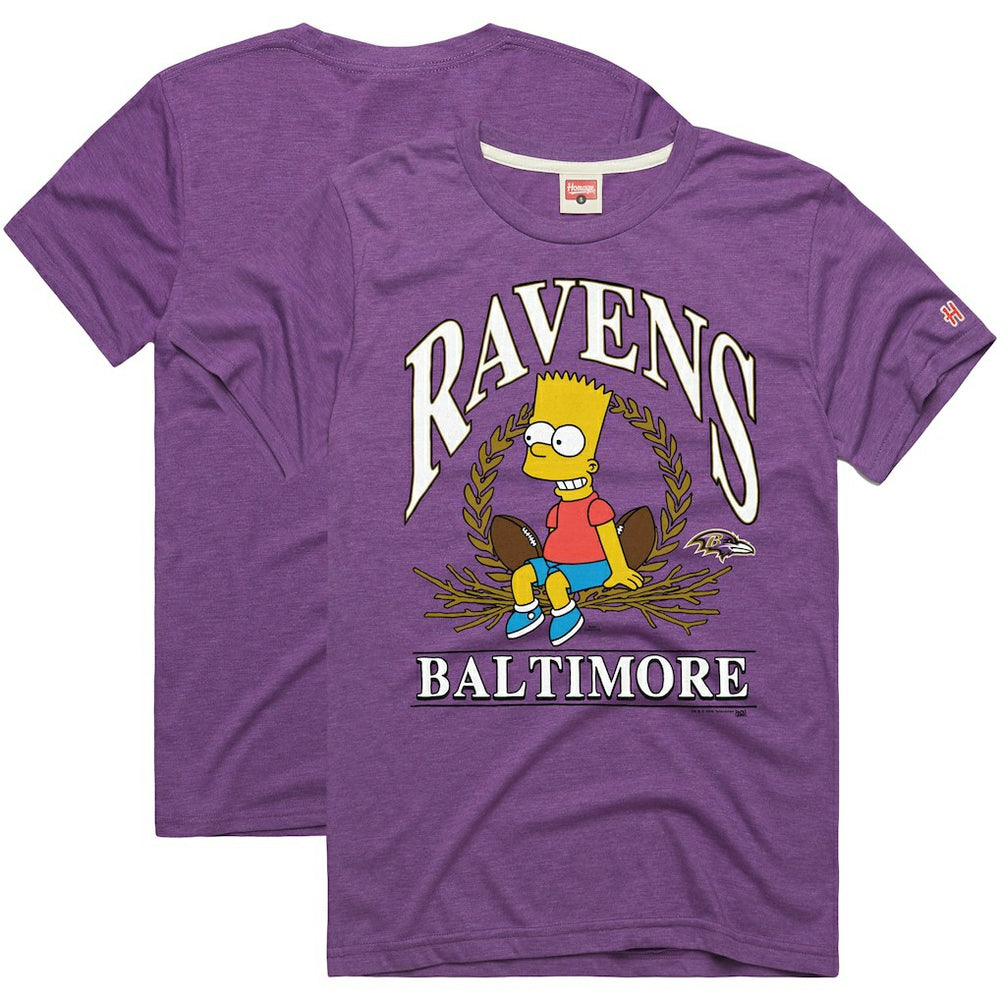 Baltimore Ravens Homage x The Simpsons Unisex Tri-Blend T-Shirt Purple | NFL