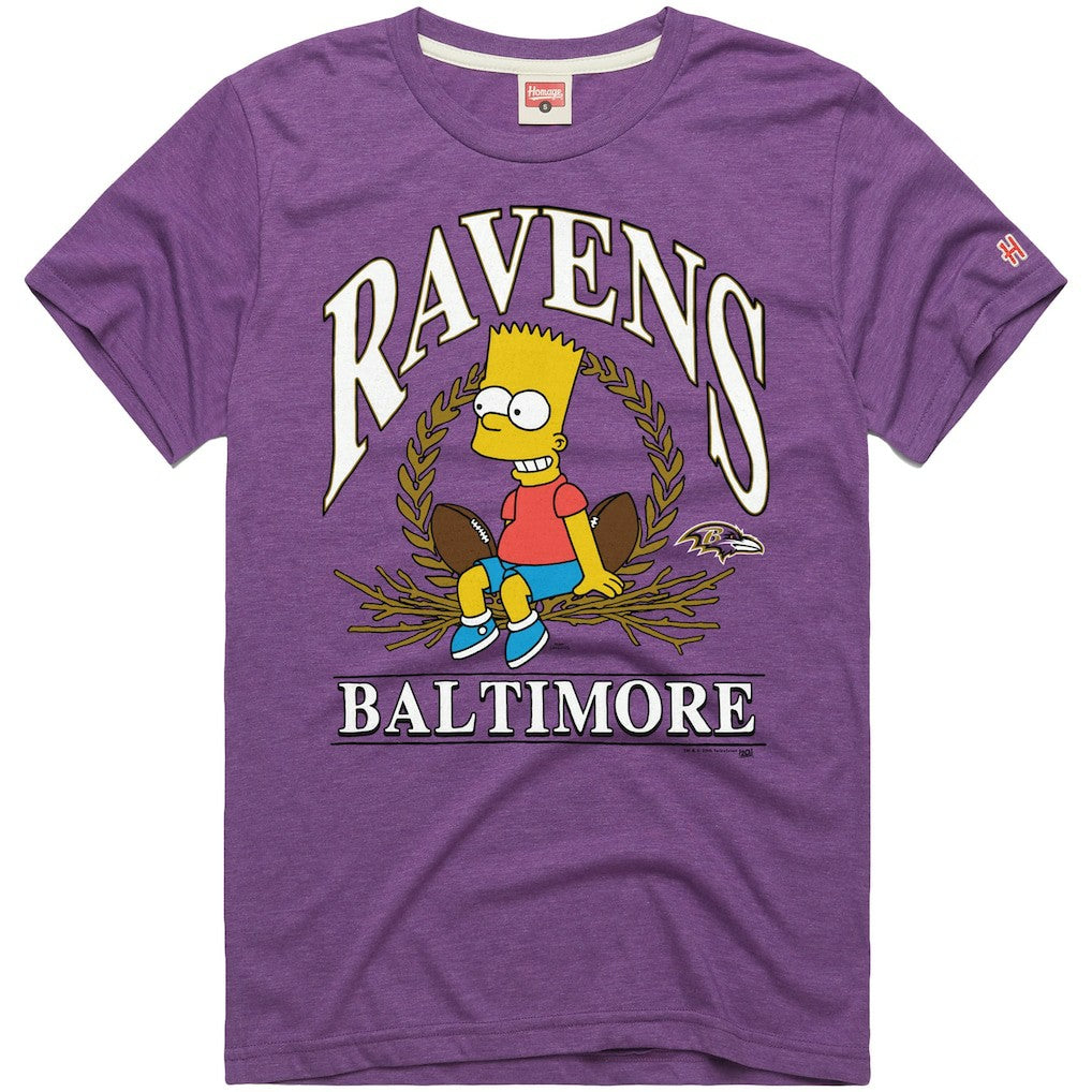 Baltimore Ravens Homage x The Simpsons Unisex Tri-Blend T-Shirt Purple | NFL