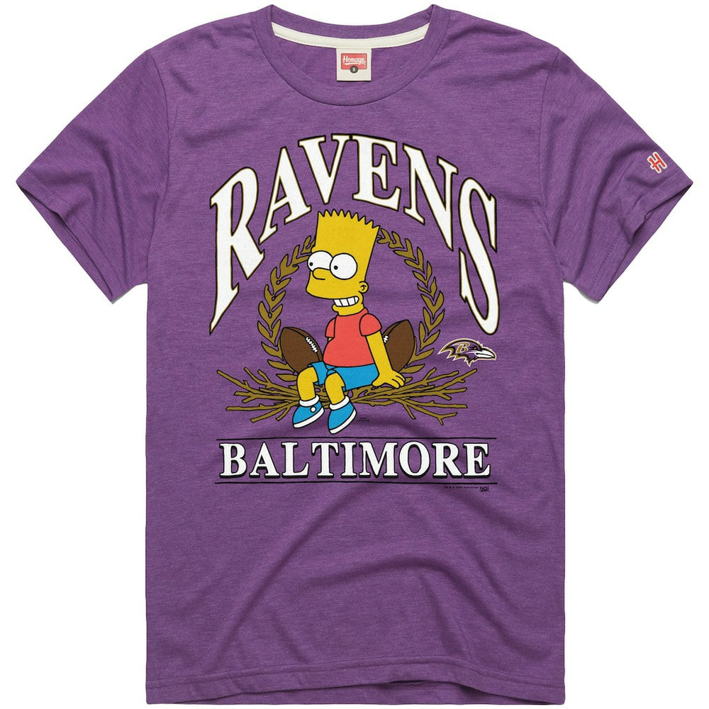 Baltimore Ravens Homage x The Simpsons Unisex Tri-Blend T-Shirt Purple | NFL