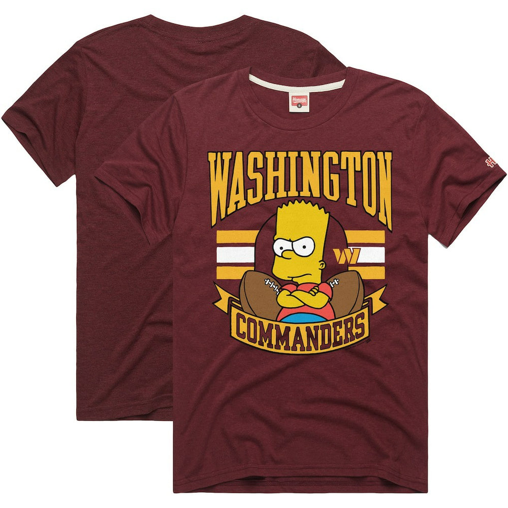 Washington Commanders Homage x The Simpsons Unisex Tri-Blend T-Shirt Burgundy | NFL