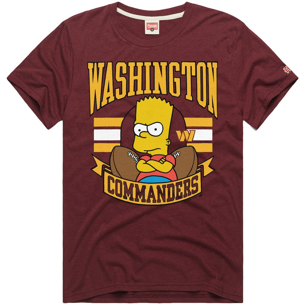 Washington Commanders Homage x The Simpsons Unisex Tri-Blend T-Shirt Burgundy | NFL