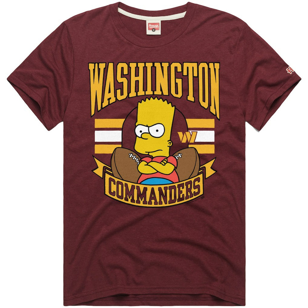 Washington Commanders Homage x The Simpsons Unisex Tri-Blend T-Shirt Burgundy | NFL