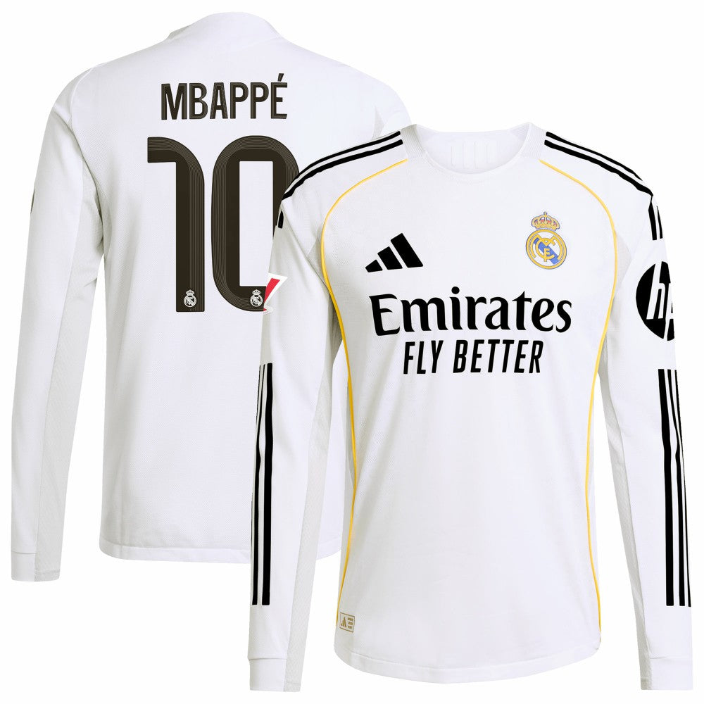 Kylian Mbappé Real Madrid 2025/26 Home Long Sleeve Player Jersey White | Adidas Online
