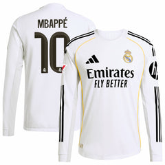 Kylian Mbappé Real Madrid 2025/26 Home Long Sleeve Player Jersey White | Adidas Online