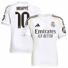 Kylian Mbappé Real Madrid Youth 2025/26 Home Replica Player Jersey White | Adidas