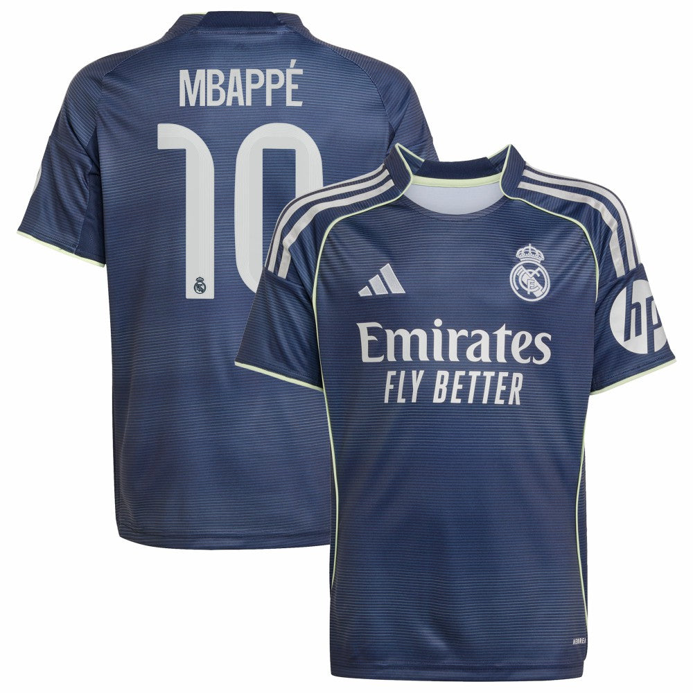 Kylian Mbappé Real Madrid Youth 2025/26 Away Replica Player Jersey Blue | Adidas