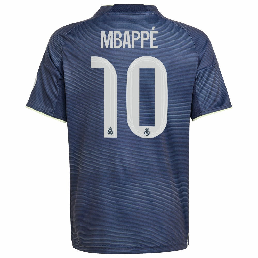 Kylian Mbappé Real Madrid Youth 2025/26 Away Replica Player Jersey Blue | Adidas