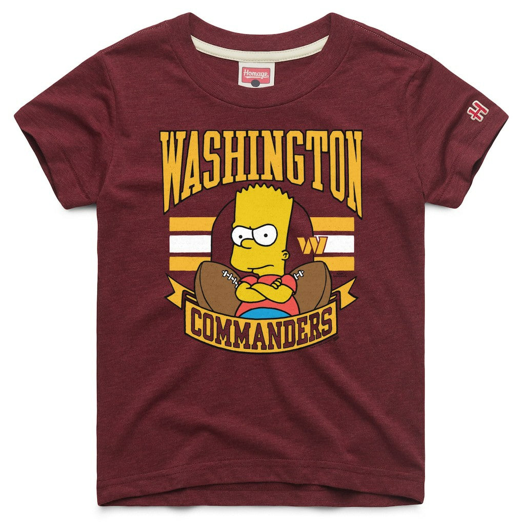 Washington Commanders Homage x The Simpsons Youth Tri-Blend T-Shirt Burgundy | NFL
