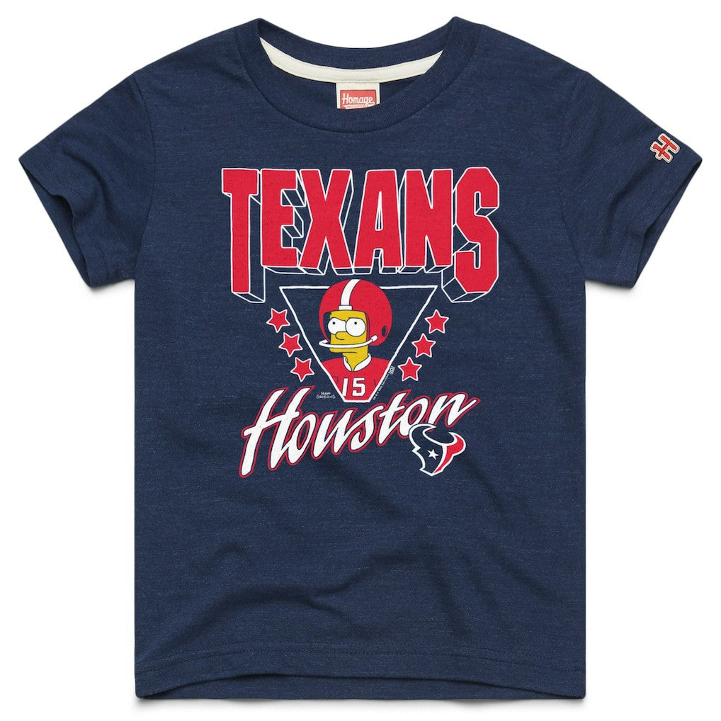 Houston Texans Homage x The Simpsons Youth Tri-Blend T-Shirt Navy | NFL
