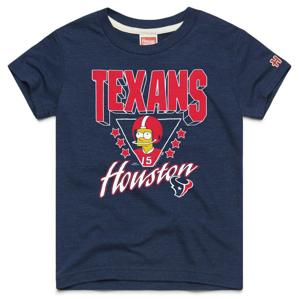 Houston Texans Homage x The Simpsons Youth Tri-Blend T-Shirt Navy | NFL