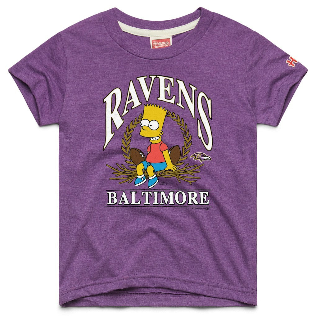 Baltimore Ravens Homage x The Simpsons Youth Tri-Blend T-Shirt Purple | NFL