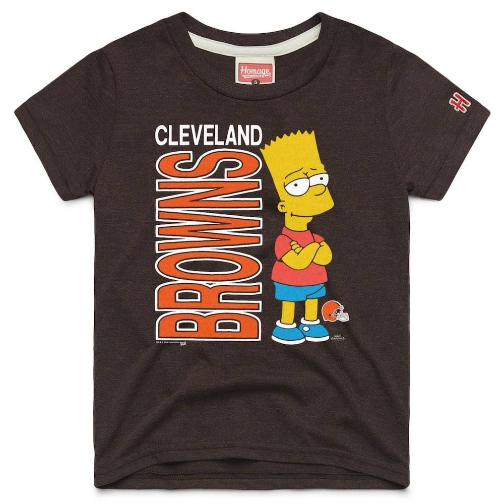 Cleveland Browns Homage x The Simpsons Youth Tri-Blend T-Shirt Brown | NFL