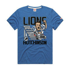 Aidan Hutchinson Detroit Lions Homage Unisex Caricature Player Graphic Tri-Blend T-Shirt Blue | NFL