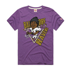 Lamar Jackson Baltimore Ravens Homage Unisex Caricature Player Graphic Tri-Blend T-Shirt Purple | NFL