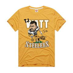 T.J. Watt Pittsburgh Steelers Homage Unisex Caricature Player Graphic Tri-Blend T-Shirt Gold | NFL