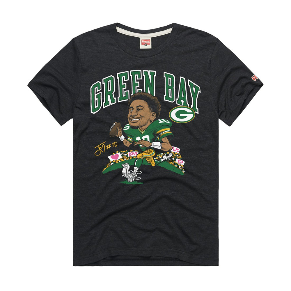 Jordan Love Green Bay Packers Homage Unisex Caricature Player Graphic Tri-Blend T-Shirt Charcoal | NFL