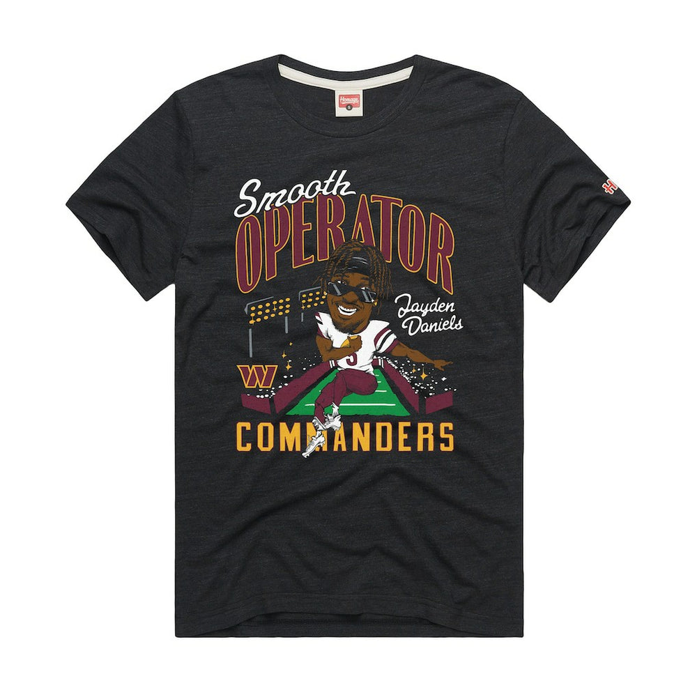 Jayden Daniels Washington Commanders Homage Unisex Caricature Player Graphic Tri-Blend T-Shirt Charcoal | NFL