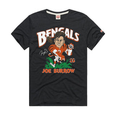 Joe Burrow Cincinnati Bengals Homage Unisex Caricature Player Graphic Tri-Blend T-Shirt Charcoal | NFL