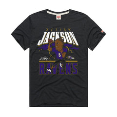 Lamar Jackson Baltimore Ravens Homage Unisex Caricature Player Graphic Tri-Blend T-Shirt Charcoal | NFL