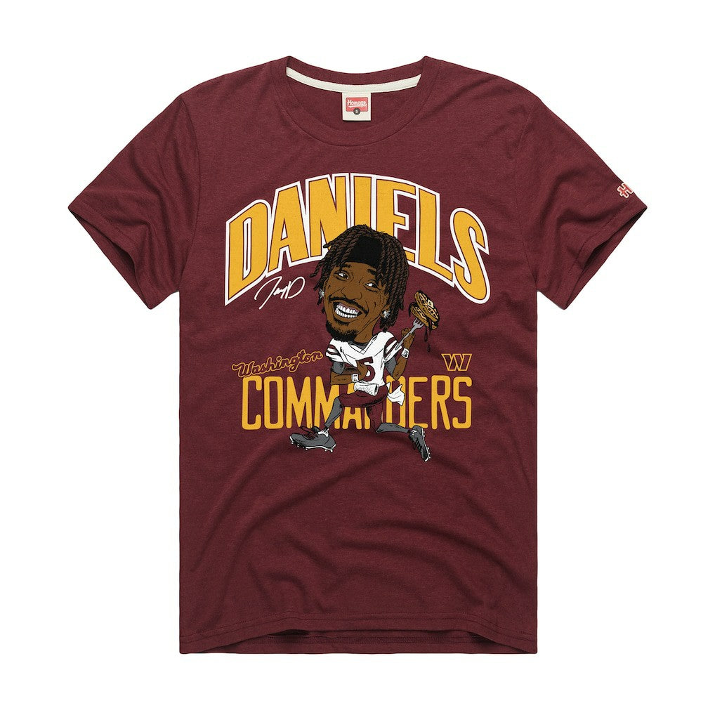 Jayden Daniels Washington Commanders Homage Unisex Caricature Player Graphic Tri-Blend T-Shirt Burgundy | NFL