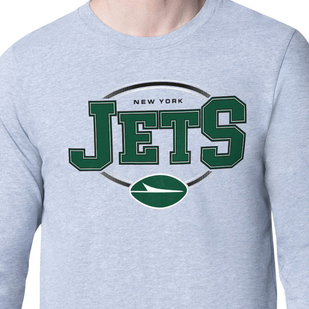 New York Jets Starter Team Track Graphic Long Sleeve T-Shirt Heather Gray | NFL