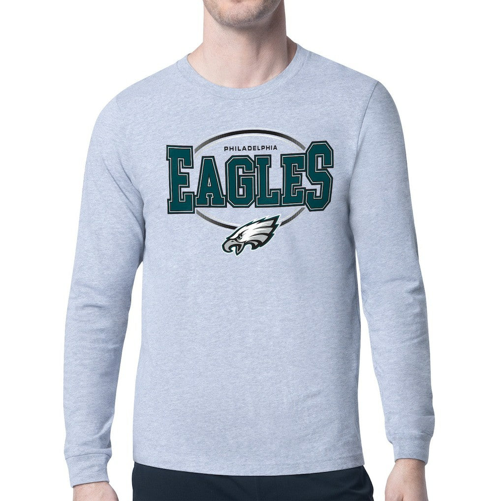 Philadelphia Eagles Starter Team Track Graphic Long Sleeve T-Shirt Heather Gray | NFL
