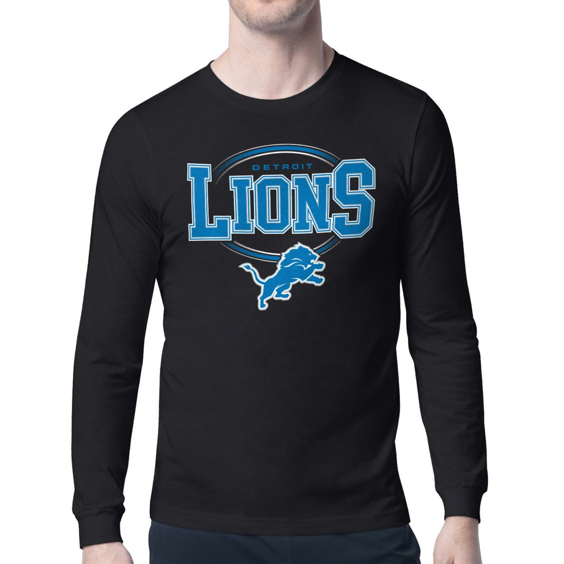 Detroit Lions Starter Team Track Graphic Long Sleeve T-Shirt Black | NFL