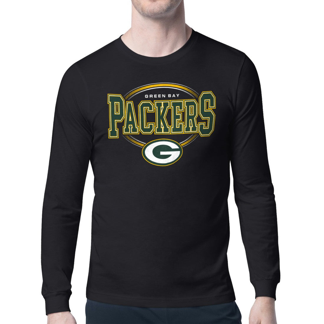 Green Bay Packers Starter Team Track Graphic Long Sleeve T-Shirt Black | NFL