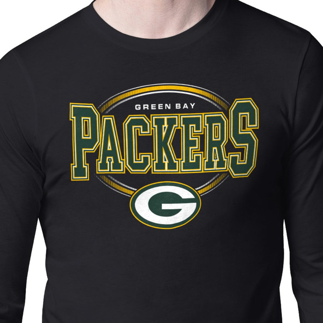 Green Bay Packers Starter Team Track Graphic Long Sleeve T-Shirt Black | NFL