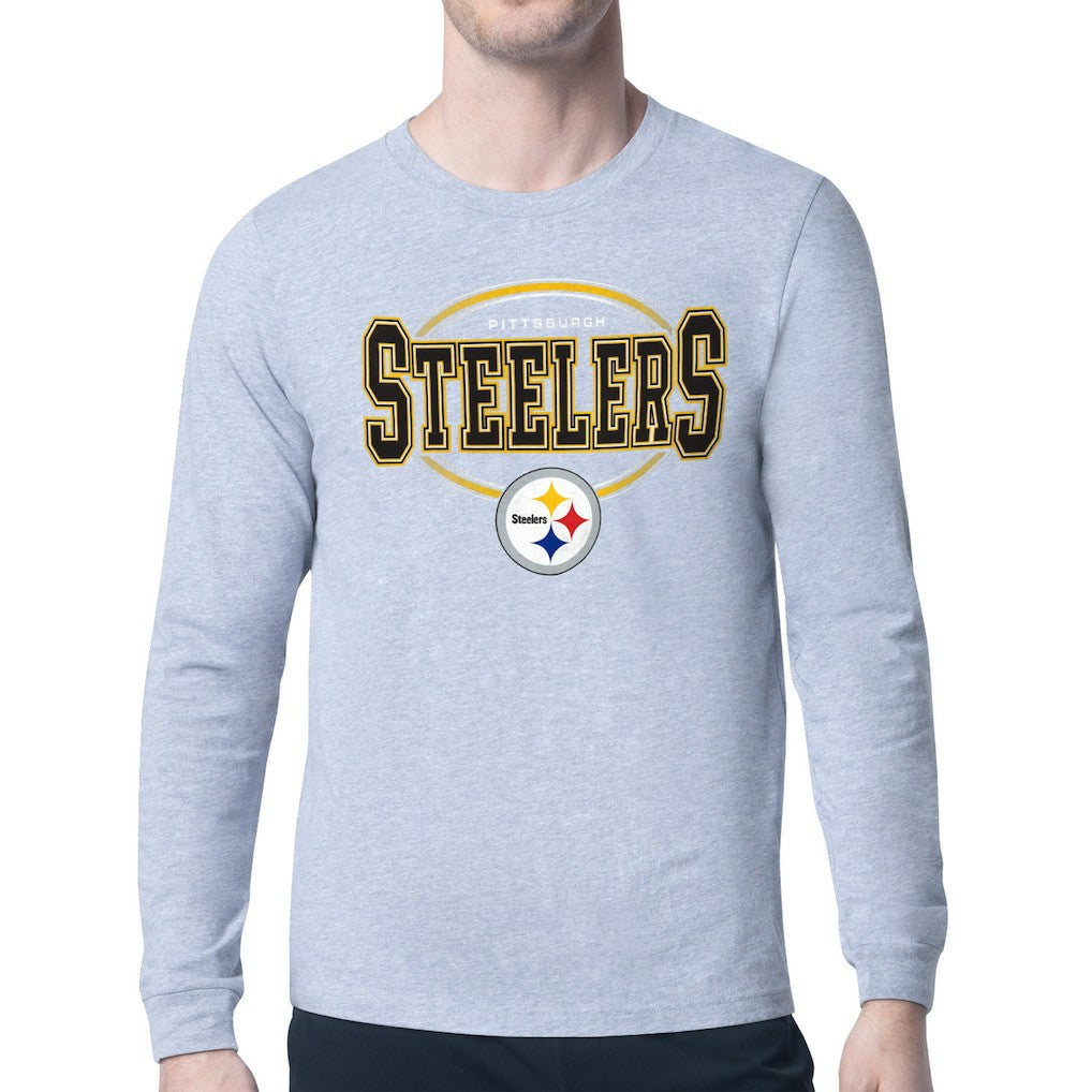 Pittsburgh Steelers Starter Team Track Graphic Long Sleeve T-Shirt Heather Gray | NFL