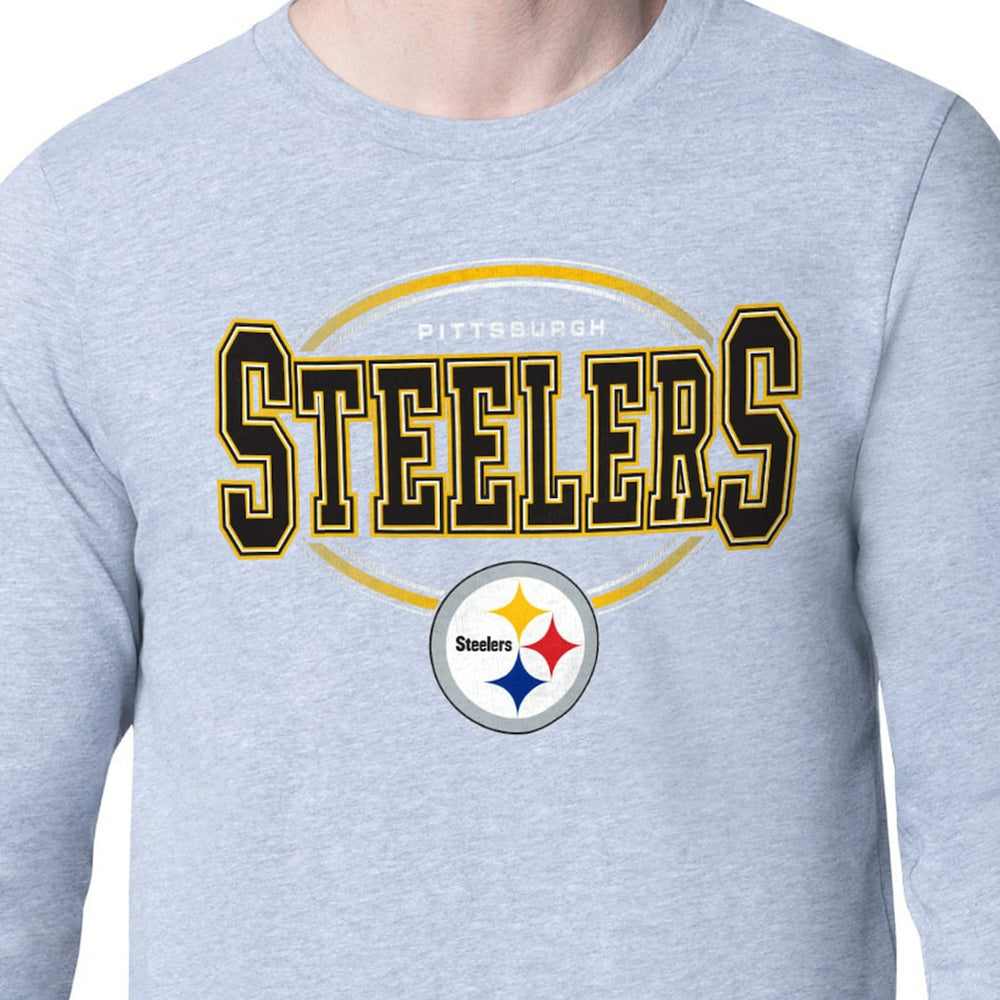 Pittsburgh Steelers Starter Team Track Graphic Long Sleeve T-Shirt Heather Gray | NFL