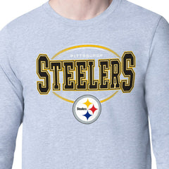 Pittsburgh Steelers Starter Team Track Graphic Long Sleeve T-Shirt Heather Gray | NFL