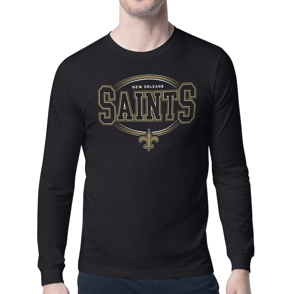 New Orleans Saints Starter Team Track Graphic Long Sleeve T-Shirt Black | NFL