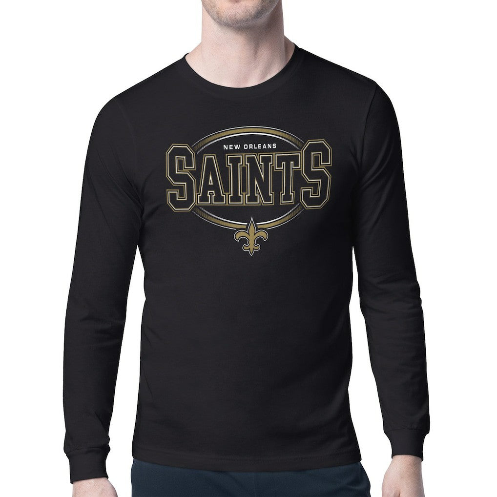 New Orleans Saints Starter Team Track Graphic Long Sleeve T-Shirt Black | NFL