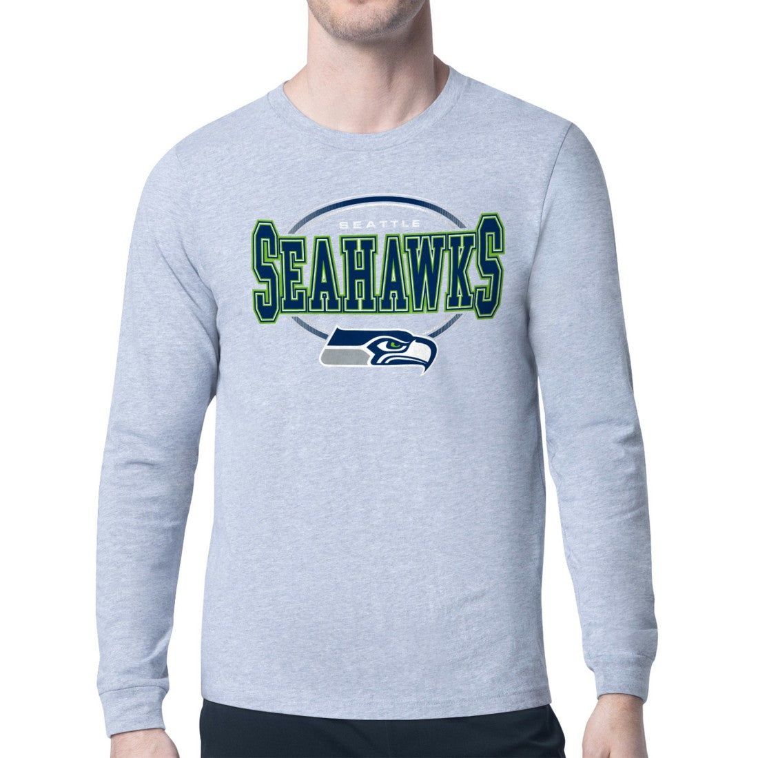 Seattle Seahawks Starter Team Track Graphic Long Sleeve T-Shirt Heather Gray | NFL